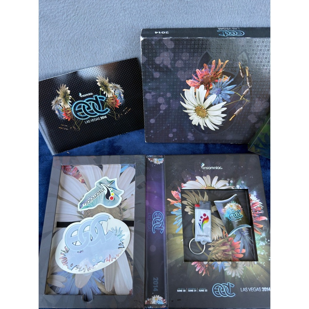 EDC Las Vegas 2014 Collector Box Insomniac Book Earplugs LED Light Stickers